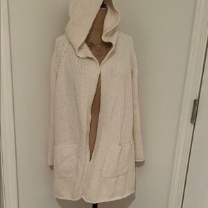 Eileen Fisher Cozy Cream Hooded Cardigan